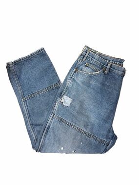 VTG Naturally Distressed Double Knee Flannel-Lined Utility Jeans Size W36 x L28
